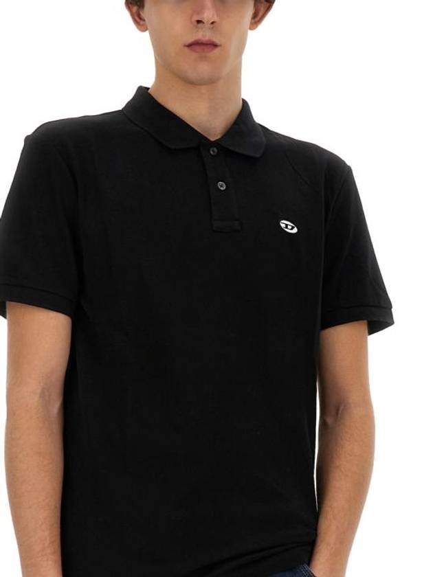 Slim Fit Organic Cotton Polo Shirt Black - DIESEL - BALAAN 5