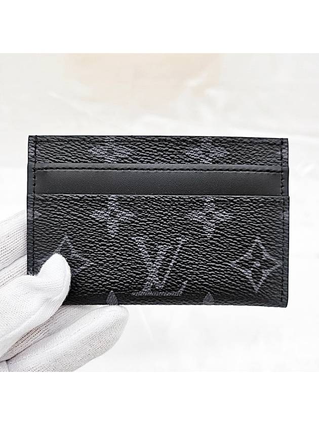 Monogram Eclipse Double Card Wallet Black - LOUIS VUITTON - BALAAN 4