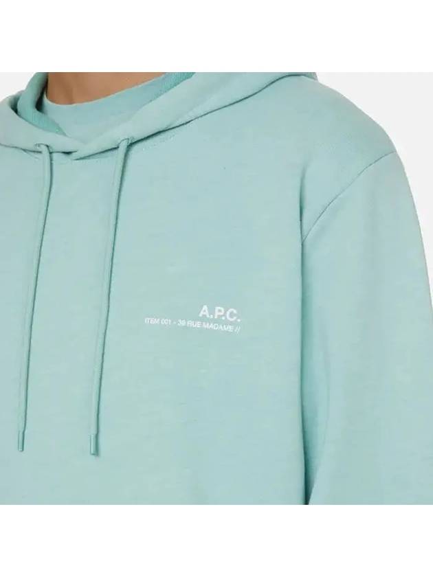 Item Logo Print Ribbed Trim Hoodie Blue - A.P.C. - BALAAN 5