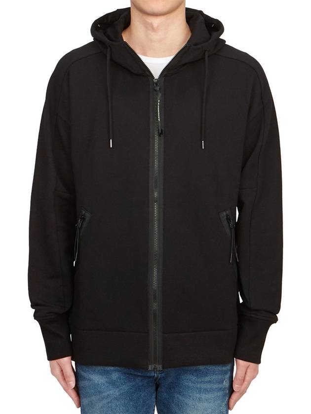 Diagonal Raised Fleece Goggle Hooded Jacket Black - CP COMPANY - BALAAN 3