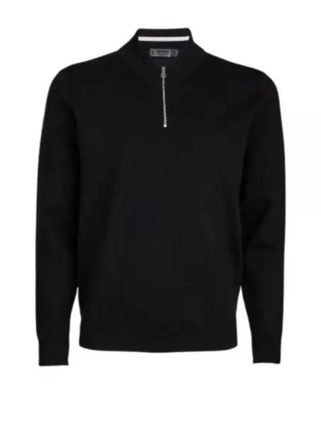 Men's Quarter Zip Merino Wool Knit Sweater Black - G/FORE - BALAAN 2