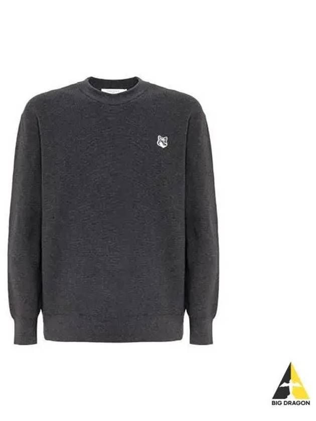 Logo Patch Knit Sweatshirt Gray KM00506KT1077 - MAISON KITSUNE - BALAAN 1