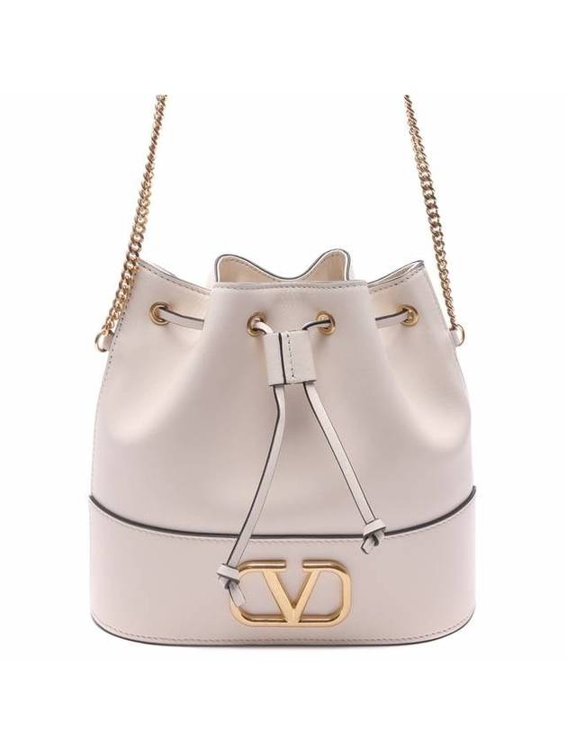 V logo signature chain nappa mini bucket bag light ivory - VALENTINO - BALAAN 1