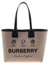 Label Print Medium London Cotton Tote Bag Beige - BURBERRY - BALAAN 3