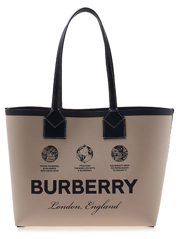 Label Print Medium London Cotton Tote Bag Beige - BURBERRY - BALAAN 3