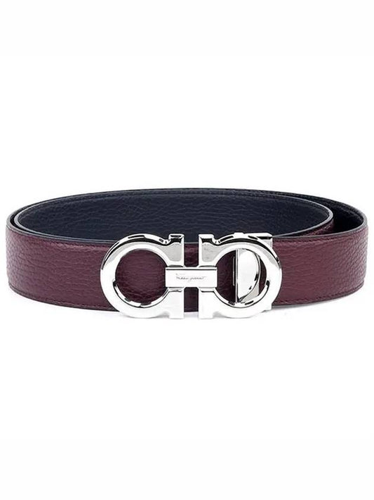 Reversible Gancini Leather Belt Brown Black - SALVATORE FERRAGAMO - BALAAN 2