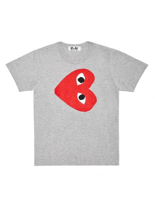 Men's Rotate Red Big Heart Print Short Sleeve T-Shirt P1 T264 1 Gray - COMME DES GARCONS PLAY - BALAAN 1