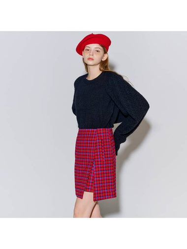 Brushed Slit Check Mini A-Line Skirt Red - OPENING SUNSHINE - BALAAN 1