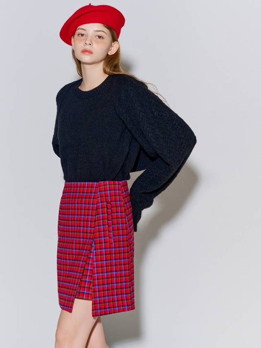 Brushed Slit A-Line Skirt Red Check - OPENING SUNSHINE - BALAAN 2