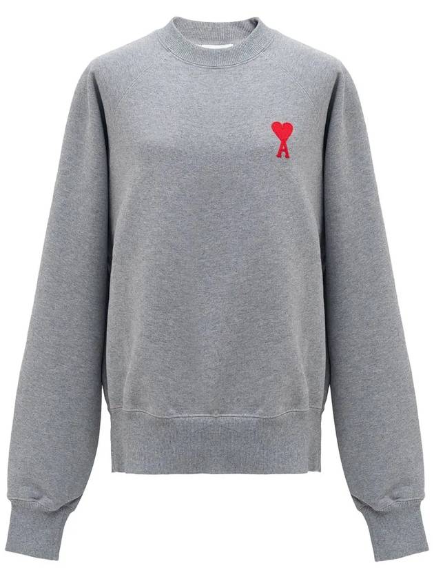 Cotton Heart Logo Sweatshirt Grey - AMI - BALAAN 3