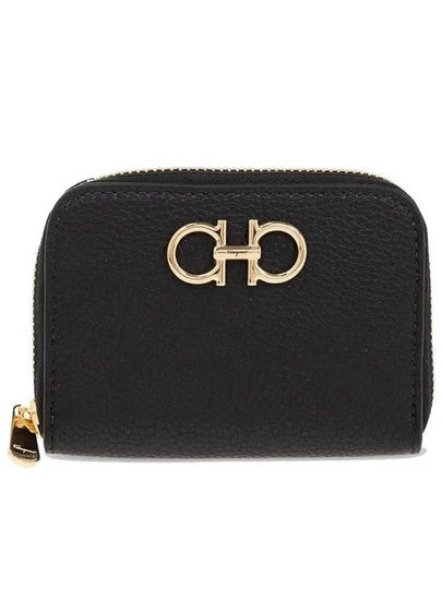 Women's Gancini Logo Zipper Card Wallet Black - SALVATORE FERRAGAMO - BALAAN 2