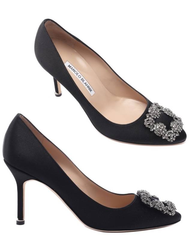 Women's Hangisi 90 Satin Pumps Heel Black - MANOLO BLAHNIK - BALAAN 2