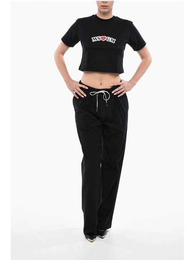 Crop T Shirt 3442MDM130 Black WOMENS M L - MSGM - BALAAN 1