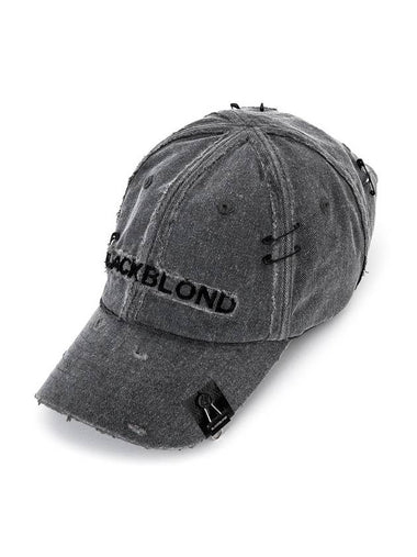 Cross Damage Custom Denim Cap Dark Grey - BLACKBLOND - BALAAN 1