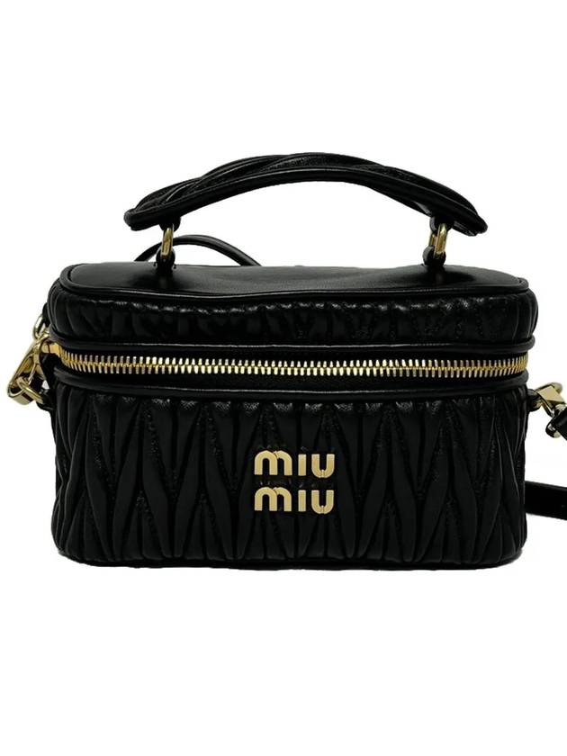 Logo Matelasse Nappa Leather Tote Bag Black - MIU MIU - BALAAN 3