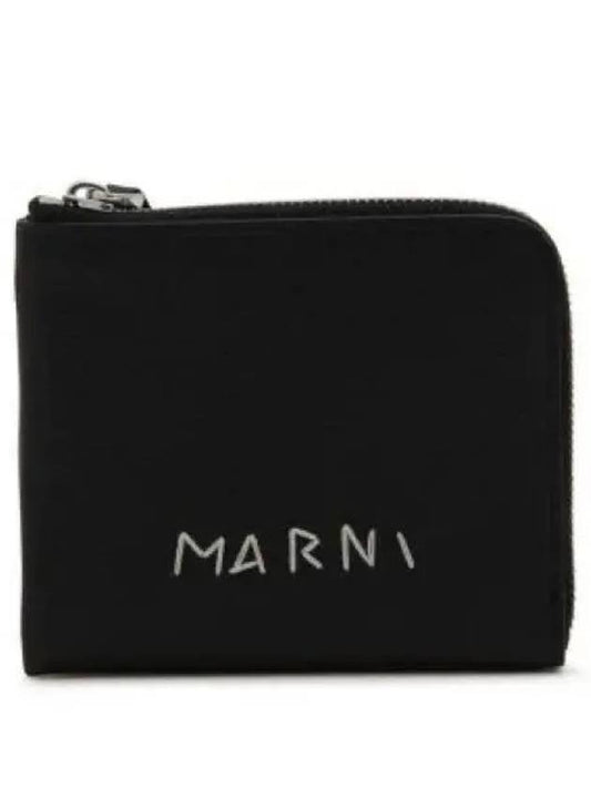 Logo Zip Card Wallet Black - MARNI - BALAAN 2