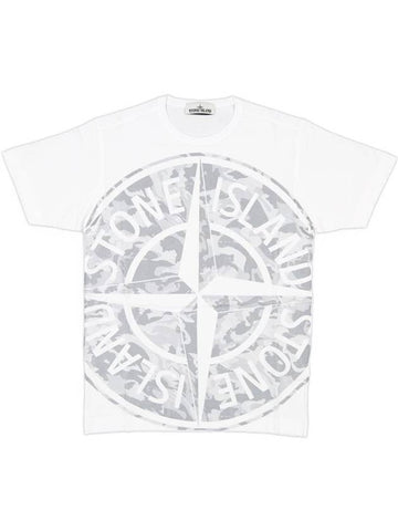 Men's Big Logo Camo Short Sleeve T-Shirt White - STONE ISLAND - BALAAN 1