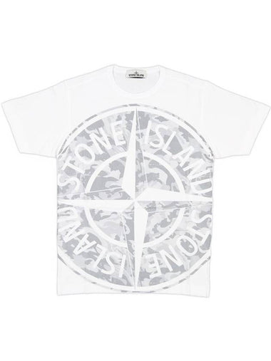 Men's Big Logo Camo Short Sleeve T-Shirt White - STONE ISLAND - BALAAN 1