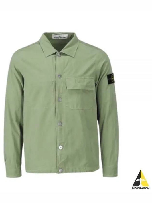Cupro Cotton Twill Over Long Sleeve Shirt Sage Green - STONE ISLAND - BALAAN 2