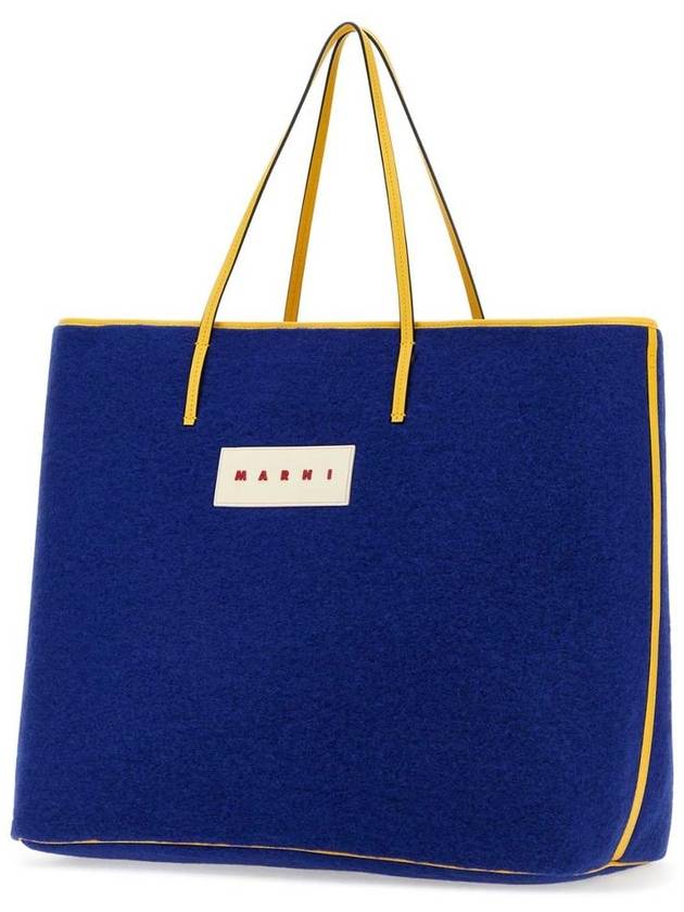 BLUE Blue felt medium Janus shopping bag SHMQ0062U0P5801 00B56 - MARNI - BALAAN 3