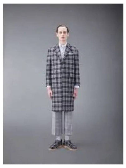 Men's Prince Of Wales Lambswool Single Coat Medium Grey - THOM BROWNE - BALAAN 2