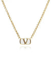 V Logo Signature Metal Necklace Gold - VALENTINO - BALAAN 3