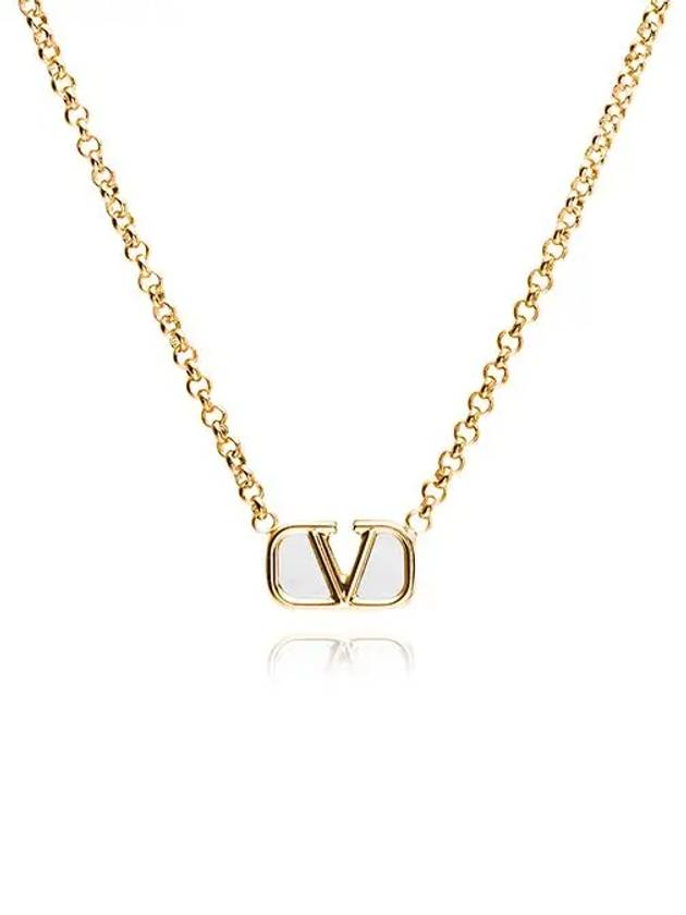 V Logo Signature Metal Necklace Gold - VALENTINO - BALAAN 2