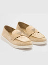 Triangle Logo Suede Leather Loafers Beige - PRADA - BALAAN 2