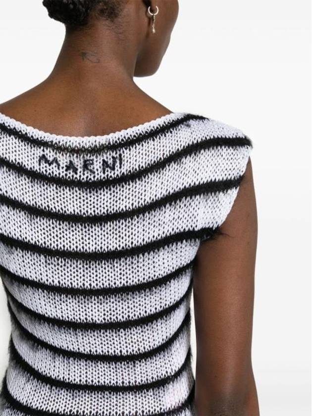 Striped Sleeveless Knit Top White - MARNI - BALAAN 6