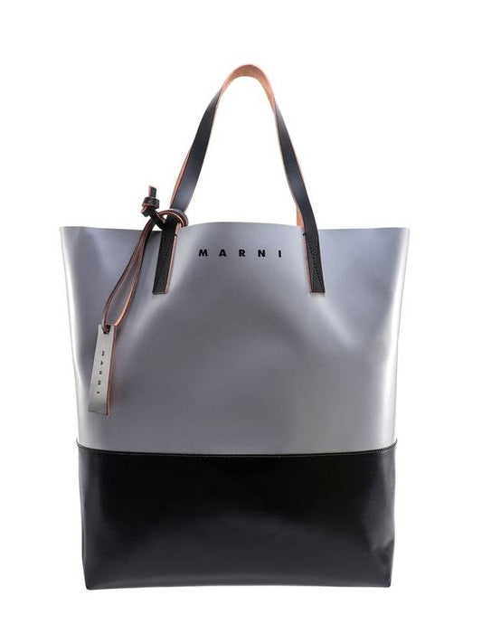 PVC Tribeca Tote Bag Silver Black - MARNI - BALAAN.