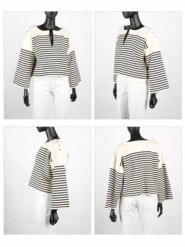 2A66X384N 01CB Striped Button Crop Knit - CELINE - BALAAN 2