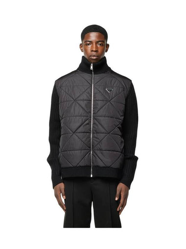 Triangle Logo Re-Nylon Wool Padded Jacket Black - PRADA - BALAAN 1