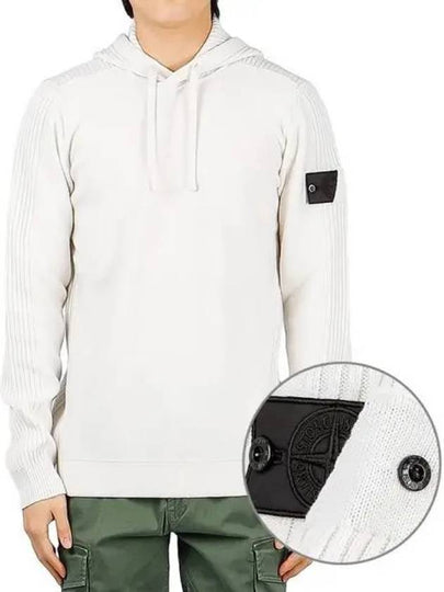 Men's Shadow Project Waffen Patch Hooded Ribbed Knit Top White - STONE ISLAND - BALAAN 2