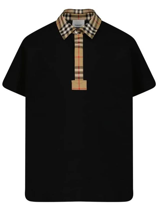 Kids Check Collar Polo Short Sleeve T-Shirt Black - BURBERRY - BALAAN 2