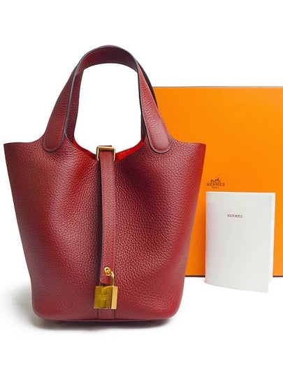 Picotin Lock 18 Clemence Tote Bag Rouge - HERMES - BALAAN 2