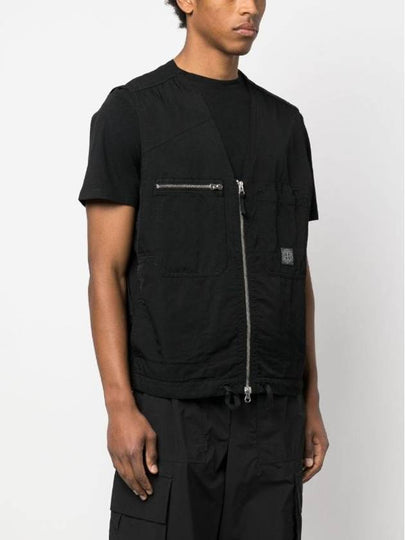 Cupro Cotton Twill TC Logo Patch Vest Black - STONE ISLAND - BALAAN 2