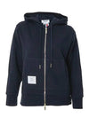 Women's Striped Loopback Zip-Up Hoodie Navy - THOM BROWNE - BALAAN 2