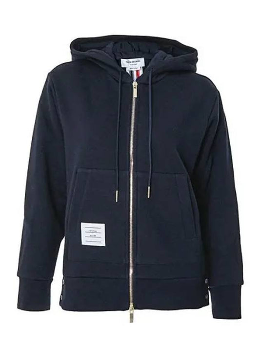 Women's Striped Loopback Hooded Zip-up Navy - THOM BROWNE - BALAAN 2