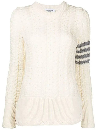 4 Bar Wool Knit Top White - THOM BROWNE - BALAAN 2