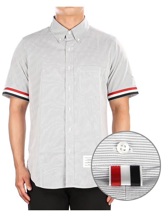 Men's Pincode Armband Short Sleeve Shirt Grey - THOM BROWNE - BALAAN 2