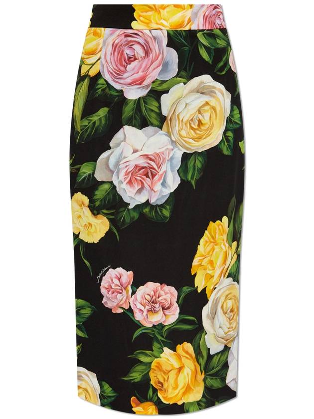 Dolce & Gabbana Silk Skirt With Floral Motif, Women's, Multicolour - DOLCE&GABBANA - BALAAN 1