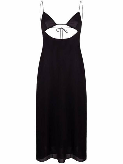 Crepe Viscose Backless Long Dress Black - SAINT LAURENT - BALAAN 2