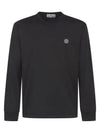 Cotton Jersey Long Sleeve T Shirt Black - STONE ISLAND - BALAAN 3