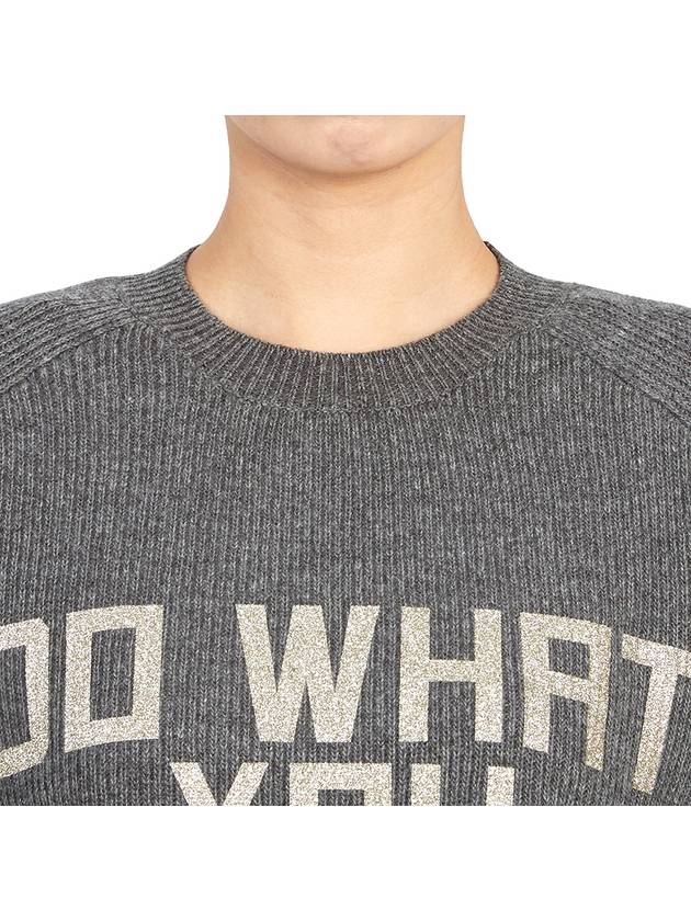 Glitter Lettering Round Neck Knit Top Grey - GOLDEN GOOSE - BALAAN 9