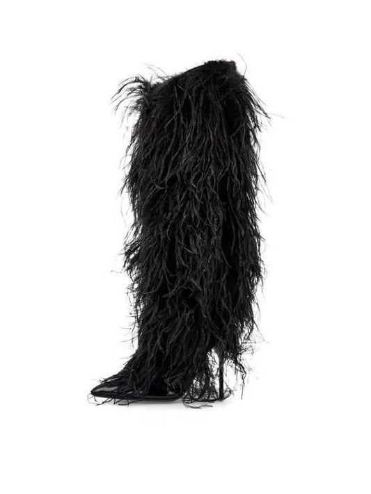 WOMEN DECADENCE Feather Boots Black 271858 - GIUSEPPE ZANOTTI - BALAAN 1