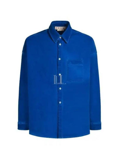 Logo Pocket Denim Long Sleeve Shirt Blue - MARNI - BALAAN 2