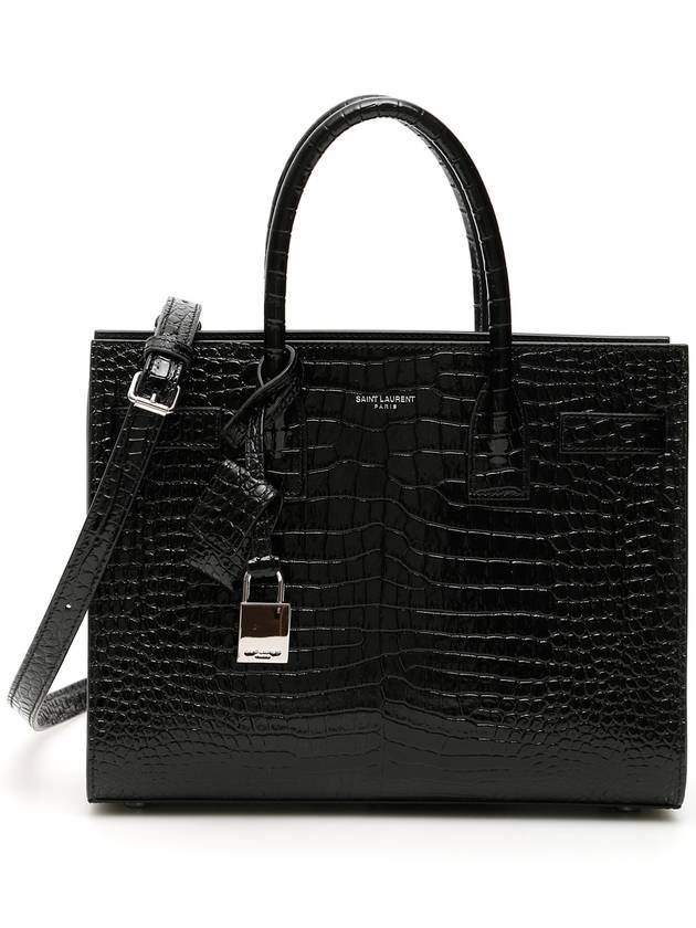 Sac De Jour Crocodile Tote Bag Black - SAINT LAURENT - BALAAN 1