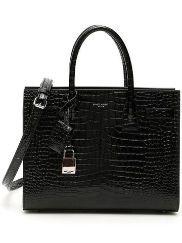 Sac De Jour Crocodile Tote Bag Black - SAINT LAURENT - BALAAN 1