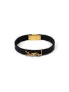 Monogram Logo Leather Bracelet Black - SAINT LAURENT - BALAAN 2