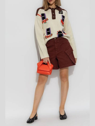 JW Anderson Denim Shorts, Women's, Burgundy - JW ANDERSON - BALAAN 2